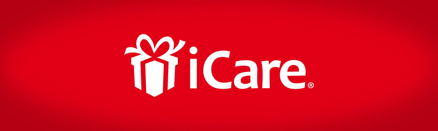 iCare logo on red background