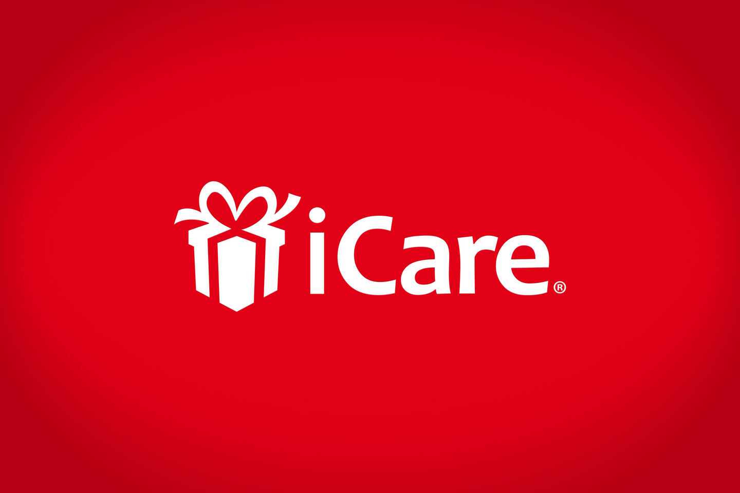 Logotipo de iCare sobre fondo rojo