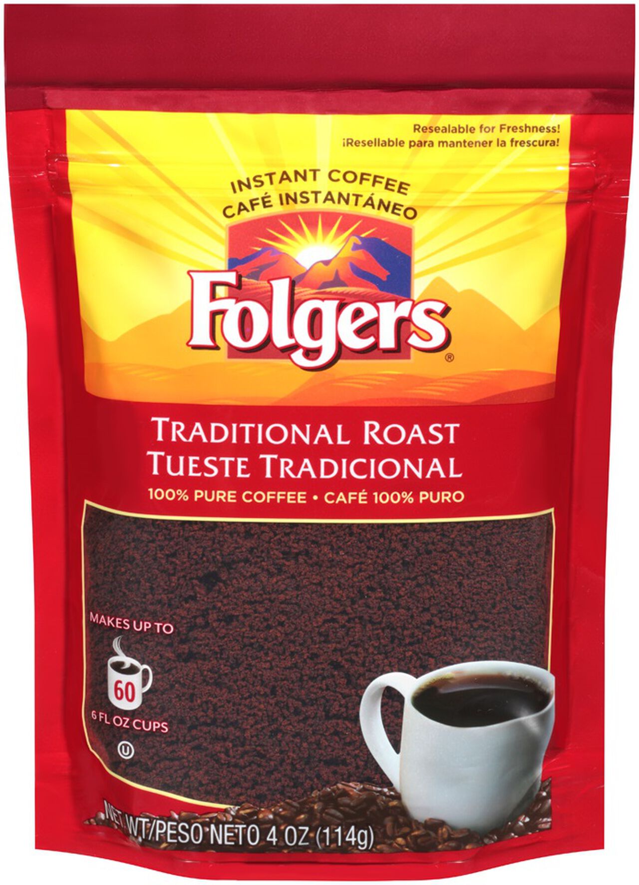 Folgers Instant Coffee Traditional Roast 4 oz image number 0
